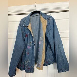 Vintage 100% Cotton Denim Jacket w Embroidery